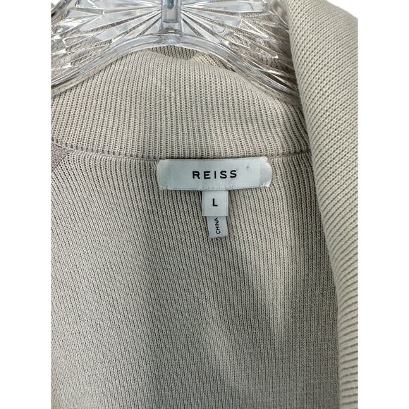 Reiss Duster Tan Tie Front Oversized Cotton Cashmere Sweater Cardigan Large - Picture 2 of 11